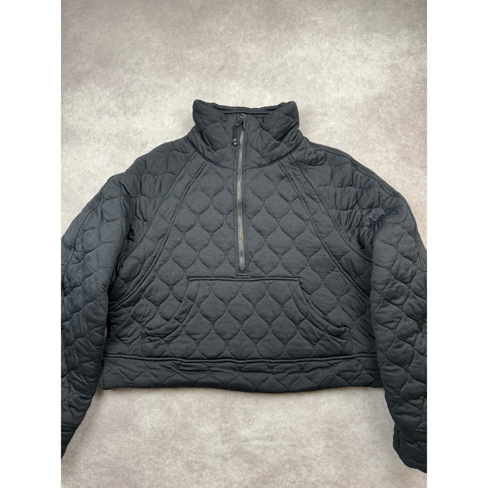 Lululemon Quilted Sandwash Half Zip Pullover Black Womens M/L Athleisure Puffer